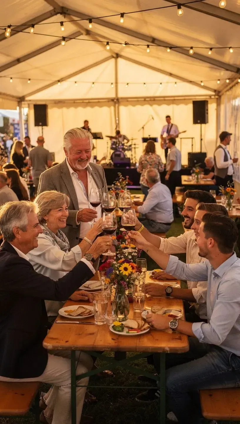 Überblick über ein modernes Hotelzimmer, das als Unterkunft für Festivalbesucher angeboten wird