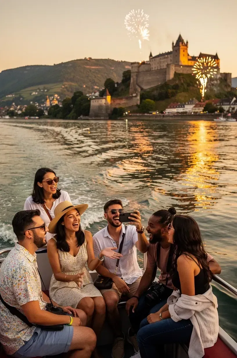 Reisende erhalten ihre Eintrittskarten und Unterkunftsinformationen an einem Service-Schalter